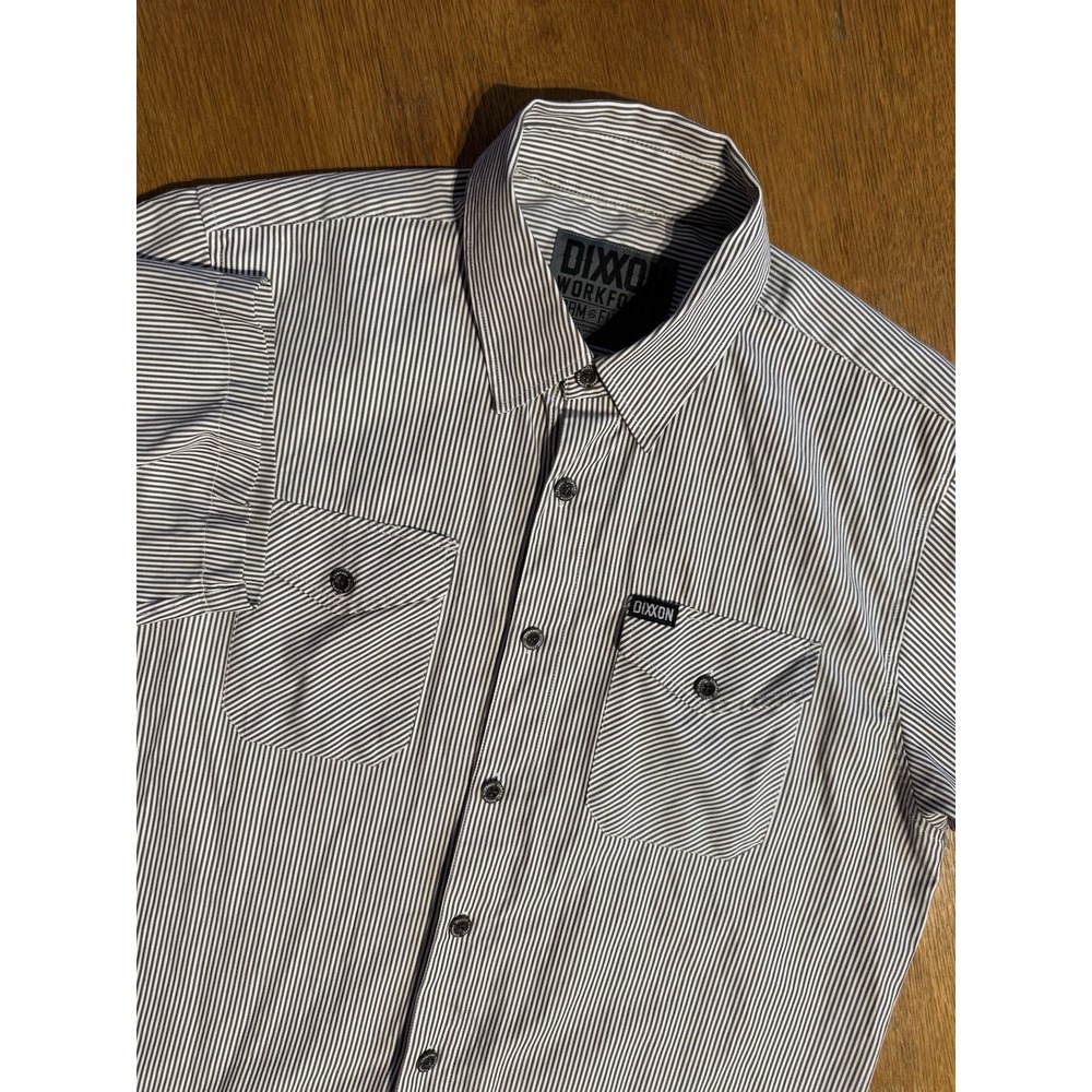 DIXXON Black and White Striped Casual Button-Down Shirt